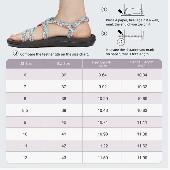 MEGNYA Women's Comfortable Walking Sandals with Arch Support size 7- New - Picture 7 of 9